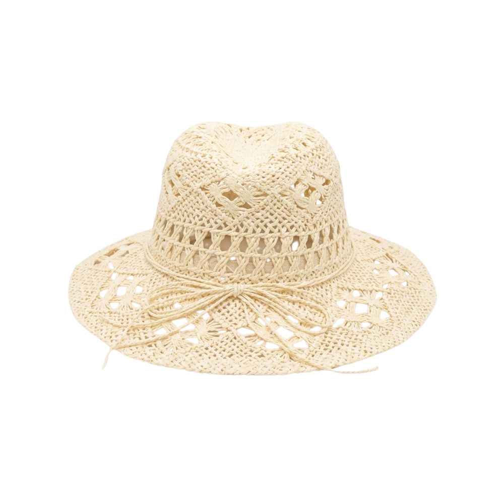 SOMBRERO DE RAFIA CALADO CON LAZO DECORATIVO