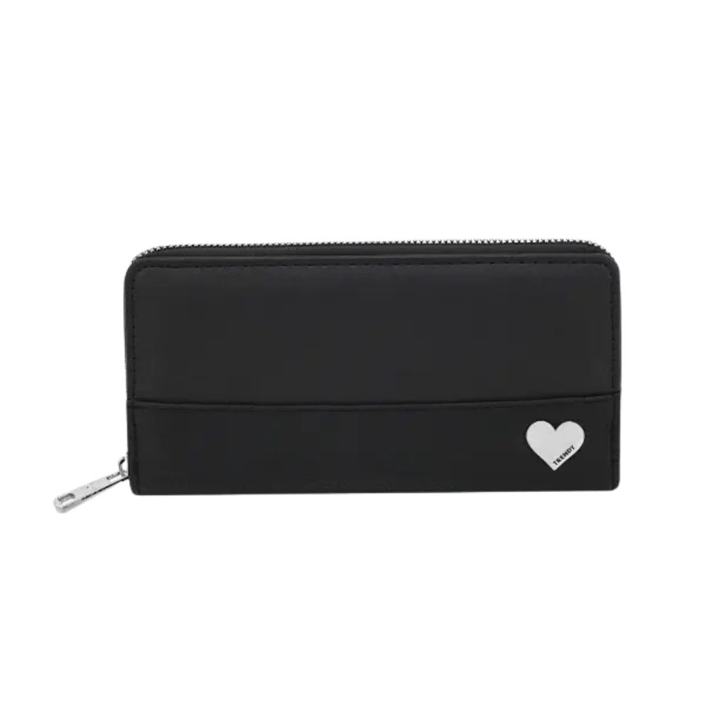 BILLETERA CON APLIQUE DE CORAZÓN METÁLICO TRENDY