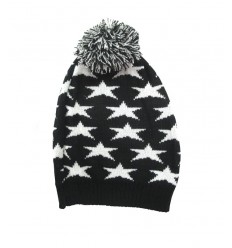 GORRO DE LANA CON ESTRELLAS Y POMPON