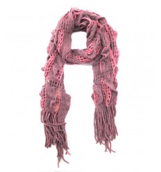 BUFANDA DE LANA CALADA CON FLECOS 180X25CM