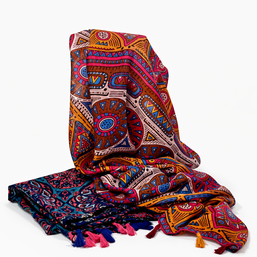 [35797] CHALINA ESTAMPADA CON BORLAS