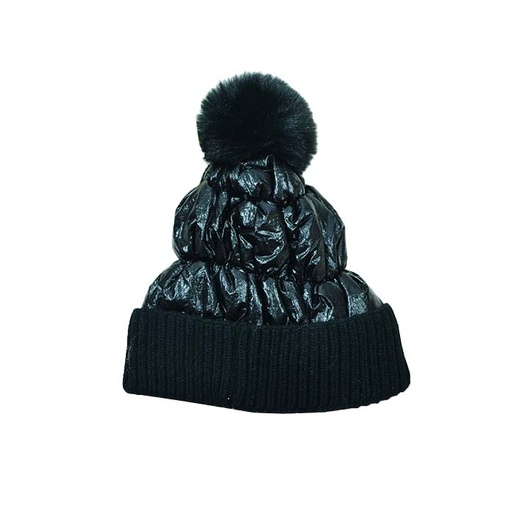 [35984] GORRO MATELASSE POM POM INTERIOR DE PIEL