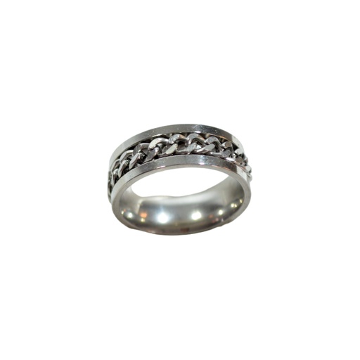 [37790] ANILLO ACERO CADENA PLATEADA