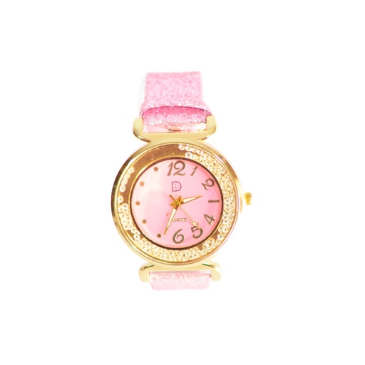 [42489] RELOJ CON CUADRANTE DE STRASS Y MALLA SILICONADA CON GLITTER