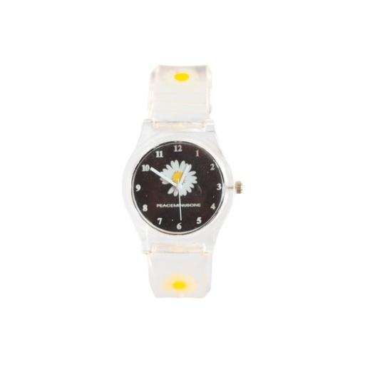 [42497] RELOJ MALLA SILICONA TRANSPARENTE C/ FLORES