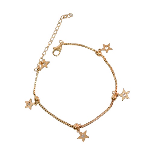 [42778] PULSERA DE ACERO DORADO CON DIJES ESTRELLA