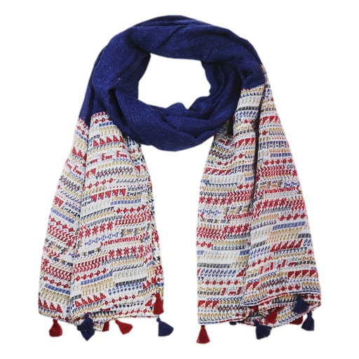 [16551] CHALINA ESTAMPADA CON BORLAS