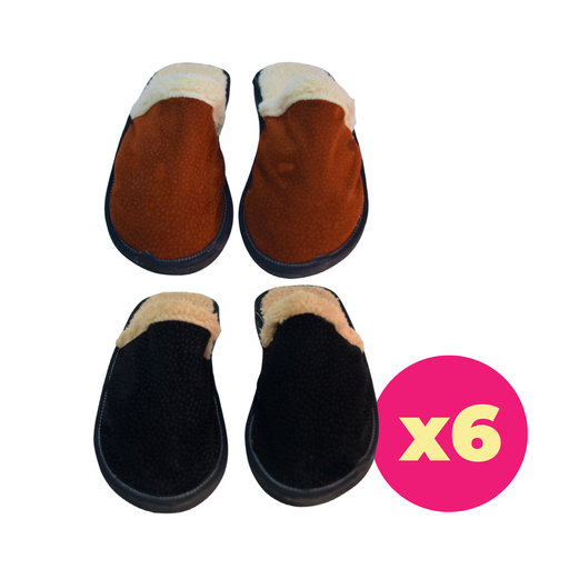 [CURV-PANTC] CURVA PANTUFLAS X6 DE HOMBRE SIMIL CARPINCHO CON CORDERITO TALLE 39 AL 44