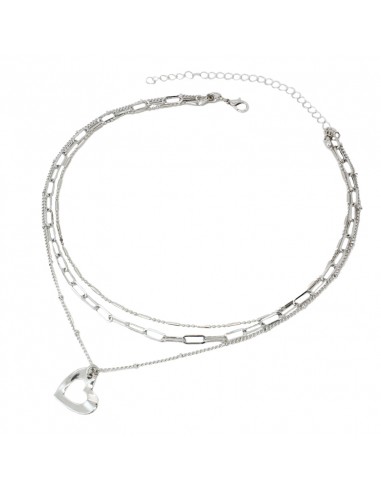 [45033] COLLAR TRIPLE CADENA CON DIJE CORAZON