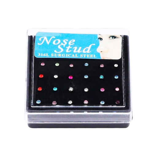 [45880] PIERCING NARIZ RECTO CAJA X24 COLORES