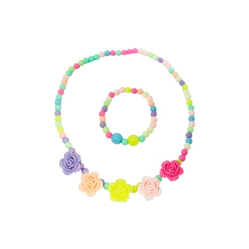 [45885] COLLAR + PULSERA CUENTAS DE COLORES