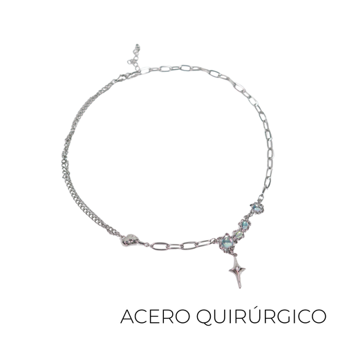 [46998] COLLAR ACERO BLANCO CON DETALLES