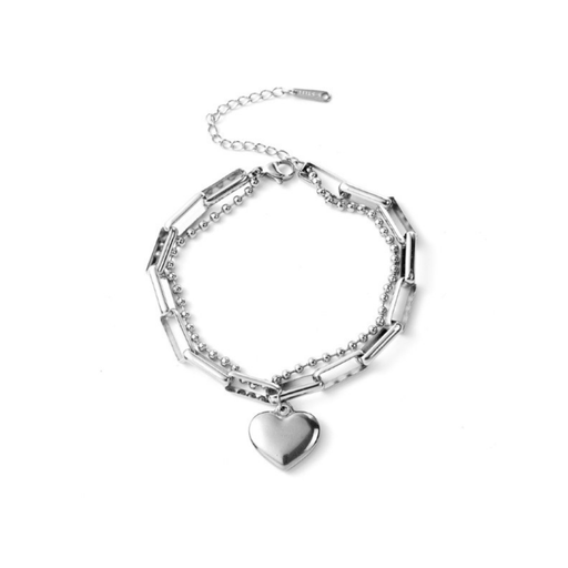 [48508] PULSERA DE ACERO QUIRURGICO CADENA CON DIJE DE CORAZON