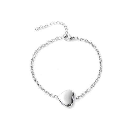 [48510] PULSERA DE ACERO QUIRURGICO CON DIJE DE CORAZON