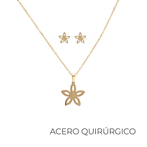 [48522] SET COLLAR + AROS FLOR ACERO QUIRURGICO