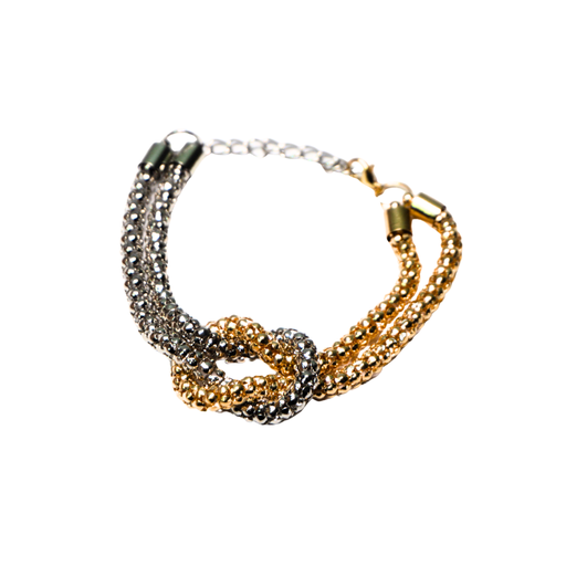 [48623] PULSERA TRENZADA BICOLOR