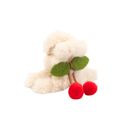 BROCHE DE PELUCHE CON APLIQUE CEREZAS