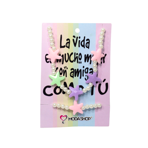 [45919D] SET COLLAR MAS PULSERA CON DIJES DE FORMAS + PACKAGING DIA DEL AMIGO