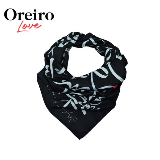 [49452] PAÑUELO NEGRO CON ESTAMPA BLANCA OREIRO LOVE
