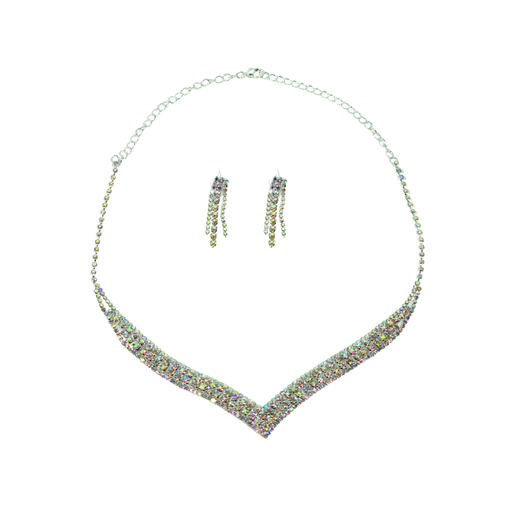 [49931] SET STRASS COLLAR EN V + AROS