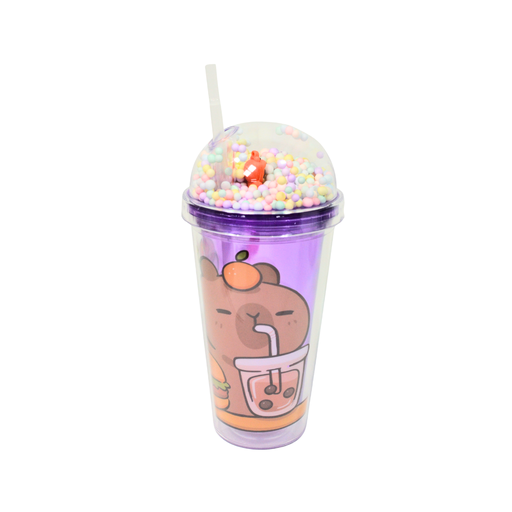 VASO CON TAPA Y BOMBILLA CAPIBARA
