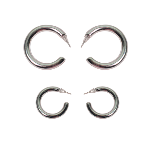 [50107] SET DE AROS ARGOLLA X2 PLATEADOS