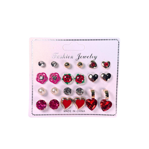 [50411] SET DE AROS X12 BLISTER CORAZON Y ROSA