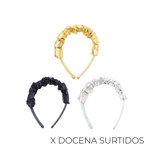 [32272D] VINCHA COLOR LISO FRUNCIDA LAME X12