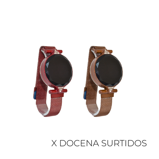 [36842D] RELOJ ESPEJADO MALLA METALICA X12