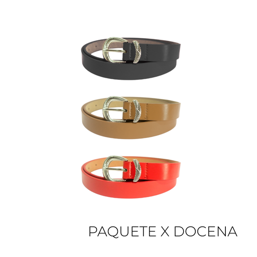 [45732D] CINTO COLOR LISO HEBILLA TRENZADA X12