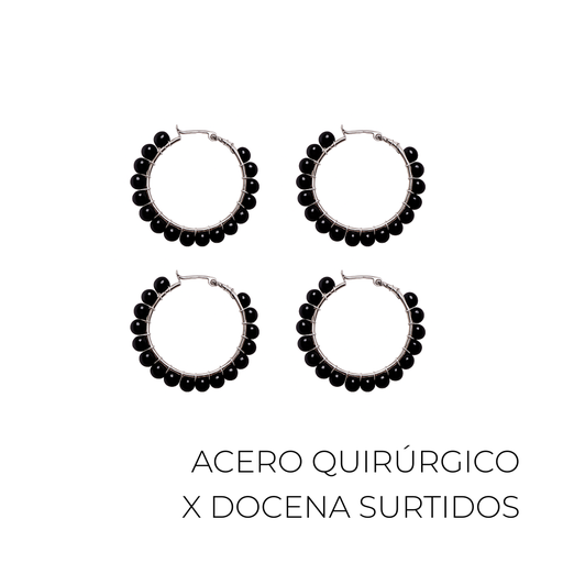 [45818D] AROS ARGOLLA ACERO QUIRURGICO PIEDRAS X12