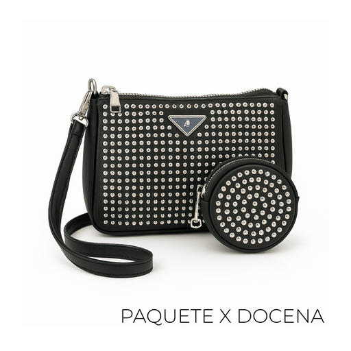 [45708D] CARTERA STRASS CON MONEDERO X12