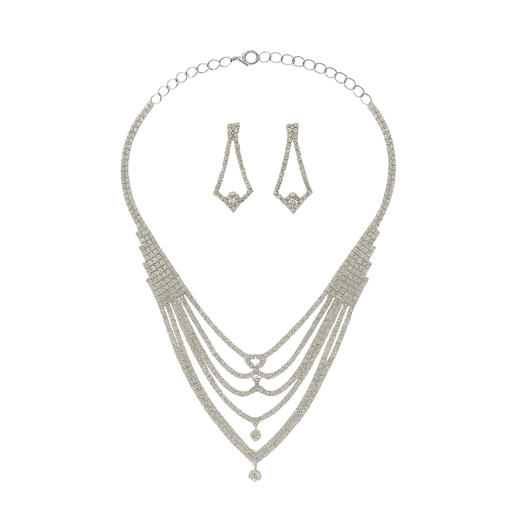 [50927] SET COLLAR + AROS STRASS MULTI CADENA