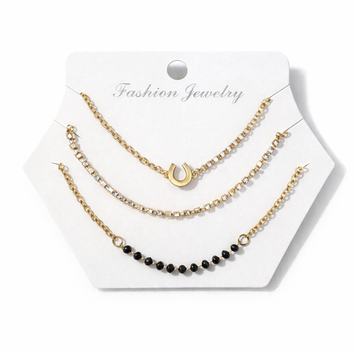 [51688] SET COLLAR X3 CADENA MEDIA Y STRASS