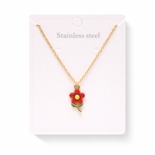 CADENA DIJE FLOR ACERO QUIRURGICO