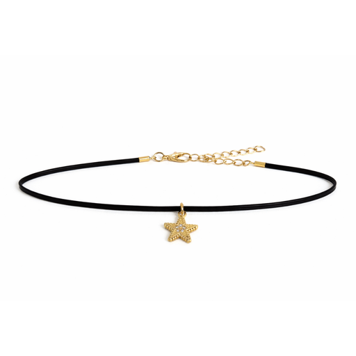 [52206] COLLAR CHOKER FINO CON DIJE STRASS