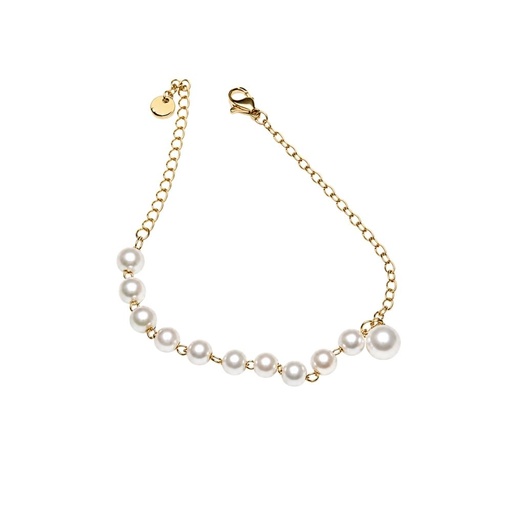 [53105] PULSERA DE PERLAS Y CADENA DORADA