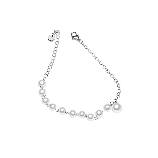[53119] PULSERA DE PERLAS Y CADENA PLATEADA