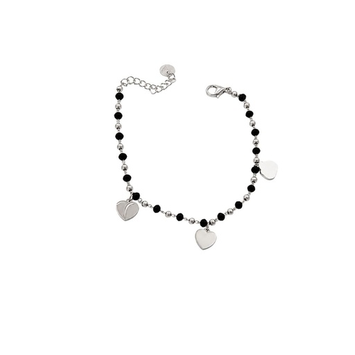 [53134] PULSERA ACERO DISEÑO MIX BOLITAS Y CRISTALES